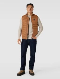 Christian Berg Men Steppweste Mit Label-Patch - Haselnuss Braun