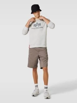 Alpha Industries Sweatshirt Mit Label-Print Modell 'BASIC' - Hellgrau