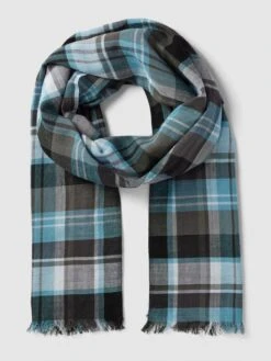 Bugatti Schal Mit Karomuster - Hellblau