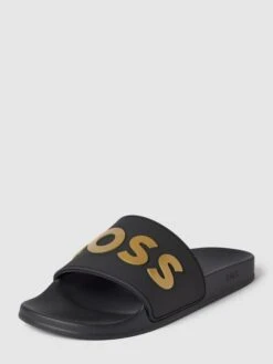 BOSS Slides Mit Label-Detail Modell 'Kirk' - Schwarz