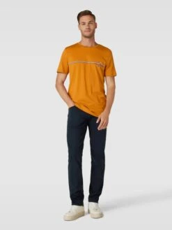 Christian Berg Men T-Shirt Mit Kontraststreifen - Dunkel Orange