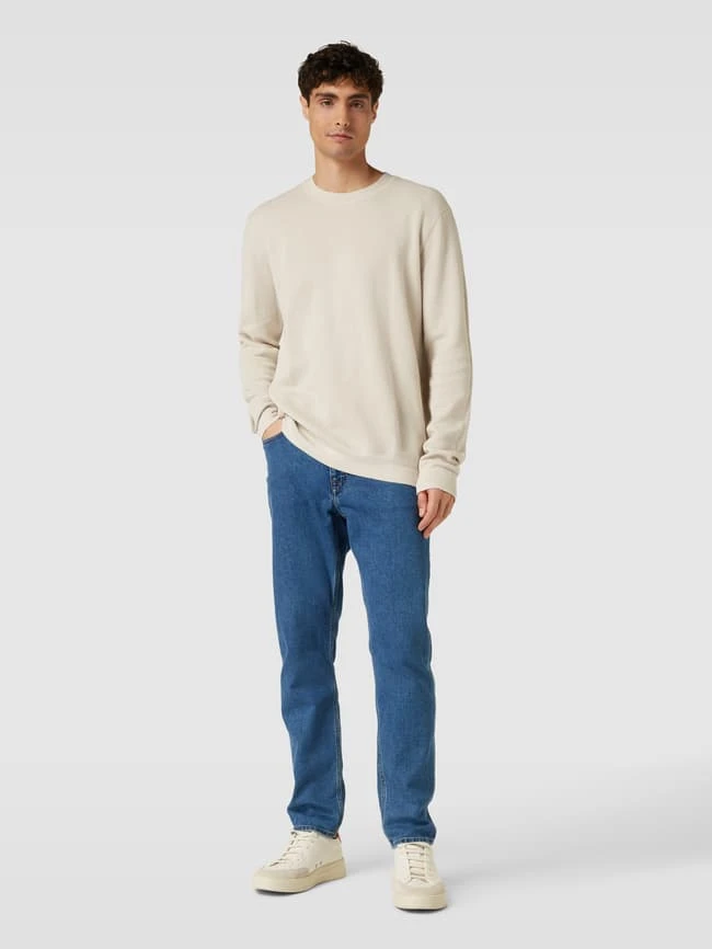 JAKE*S STUDIO MEN Strickpullover Mit Strukturmuster - Sand 1 JAKE*S STUDIO MEN Strickpullover Mit Strukturmuster - Sand