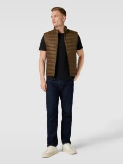 BOSS Steppweste Mit Label-Detail Modell 'Calano' - Mittelbraun