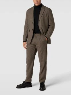 Selected Homme 2-Knopf-Sakko Mit Hahnentrittmuster Modell 'REG-TROY BLZ' - Mittelbraun