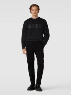 BOSS Sweatshirt Mit Label-Stitching Modell 'Soleri' - Schwarz