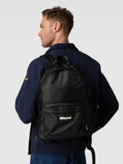 Blauer USA Rucksack Mit Label-Patch Modell 'EASY' - Schwarz