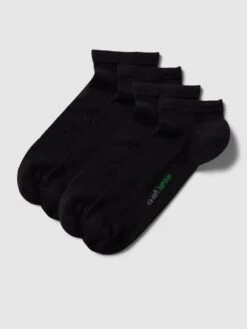 Camano Sneakersocken Mit Label-Detail Im 4er-Pack Modell 'bamboo' - Schwarz