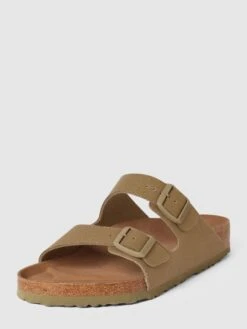 Birkenstock Slides Mit Dornschließe Modell 'Arizona Rivet' - Beige
