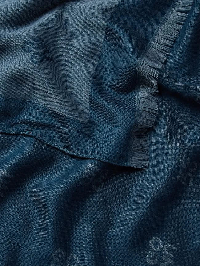 HUGO Schal Mit Allover-Label-Muster - Marineblau 3 HUGO Schal Mit Allover-Label-Muster - Marineblau – Bild 3