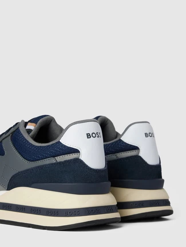 BOSS Sneaker Aus Leder-Mix Mit Label-Details Modell 'Kurt' - Marineblau 2 BOSS Sneaker Aus Leder-Mix Mit Label-Details Modell 'Kurt' - Marineblau – Bild 2