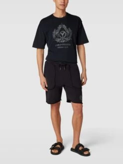 CARLO COLUCCI Sweatshorts Mit Inside-Out-Nähten - Schwarz