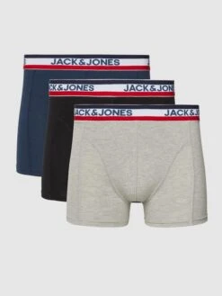 Jack & Jones Trunks Mit Elastischem Logo-Bund Im 3er-Pack - Mittelgrau Meliert