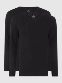 RAGMAN Body Fit Longsleeve Aus Pima-Baumwolle Im 2er-Pack - Schwarz