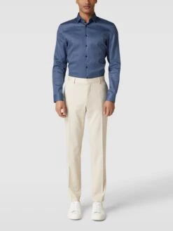 Jake*s Business-Hemd Mit Allover-Muster - Marineblau