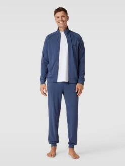 BOSS Sweatjacke Mit Label-Stitching Modell 'MIX&MATCH' - Blau