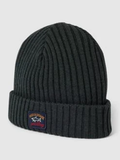 Paul&Shark Paul & Shark Mütze Aus Schurwolle Mit Label-Patch - Olivgrün