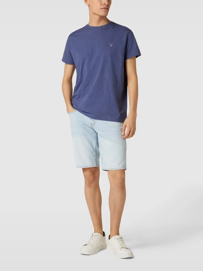 Gant T-Shirt Mit Label-Stitching - Dunkelblau Meliert 1 Gant T-Shirt Mit Label-Stitching - Dunkelblau Meliert