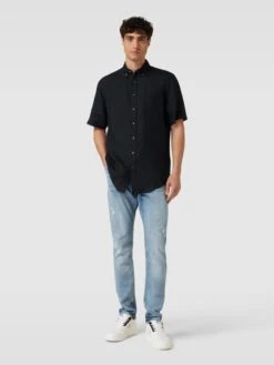 Christian Berg Men Freizeithemd Mit Button-Down-Kragen - Schwarz