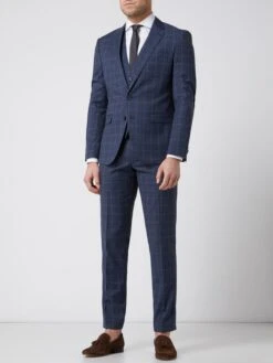 MCNEAL Slim Fit Weste Mit Gitterkaro Modell 'Emil' - Marineblau