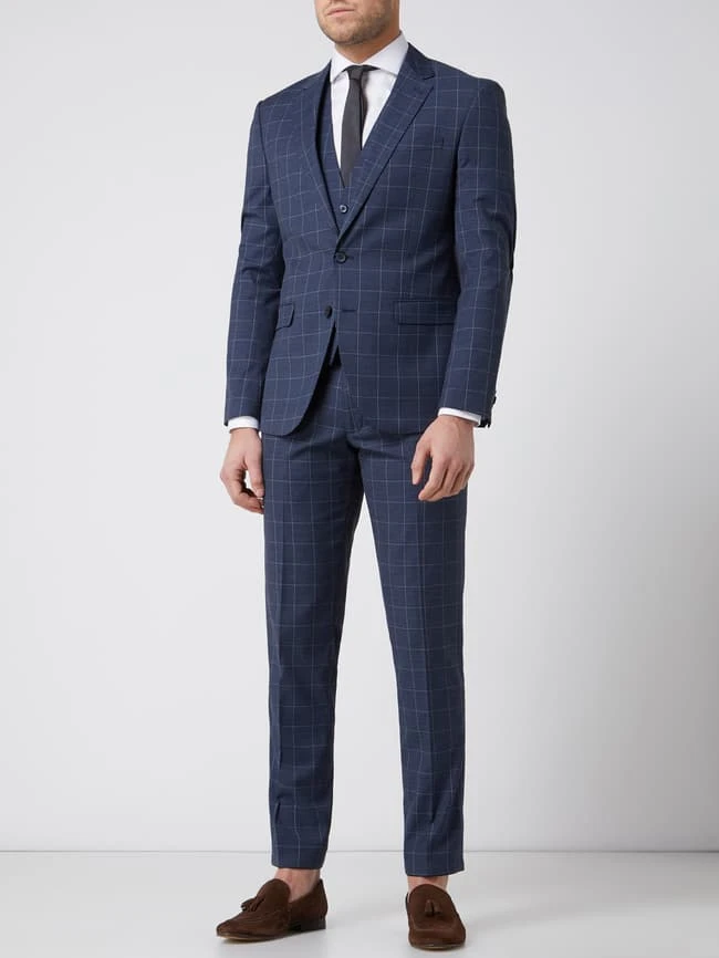 MCNEAL Slim Fit Weste Mit Gitterkaro Modell 'Emil' - Marineblau 1 MCNEAL Slim Fit Weste Mit Gitterkaro Modell 'Emil' - Marineblau