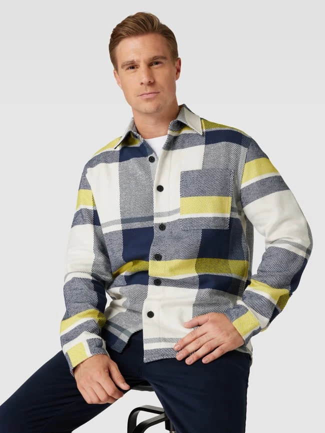 JAKE*S STUDIO MEN Hemdjacke Mit Tartan-Karo - Marineblau 3 JAKE*S STUDIO MEN Hemdjacke Mit Tartan-Karo - Marineblau – Bild 3