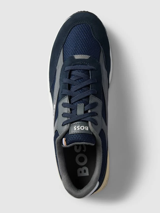 BOSS Sneaker Aus Leder-Mix Mit Label-Details Modell 'Kurt' - Marineblau 4 BOSS Sneaker Aus Leder-Mix Mit Label-Details Modell 'Kurt' - Marineblau – Bild 4