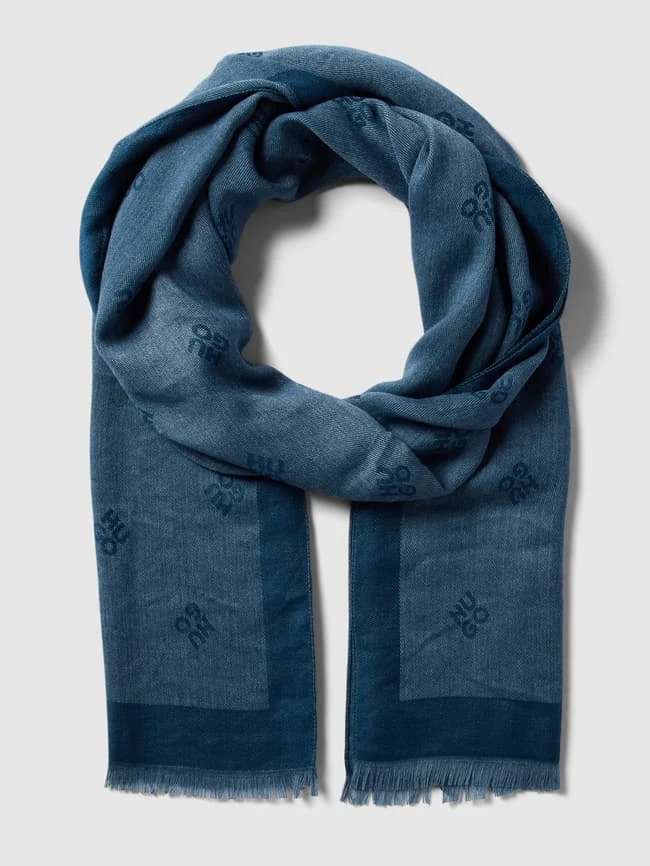 HUGO Schal Mit Allover-Label-Muster - Marineblau 2 HUGO Schal Mit Allover-Label-Muster - Marineblau – Bild 2