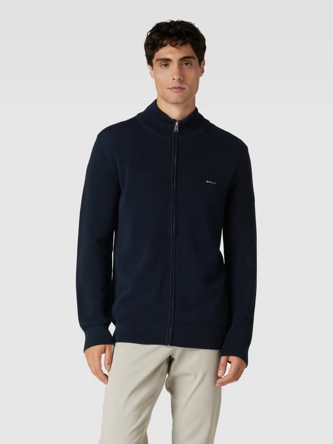 Gant Strickjacke Mit Label-Stitching Modell 'PIQUE' - Marineblau 4 Gant Strickjacke Mit Label-Stitching Modell 'PIQUE' - Marineblau – Bild 4
