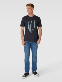 BOSS Green T-Shirt Aus Baumwolle Mit Label-Detail - Dunkelblau