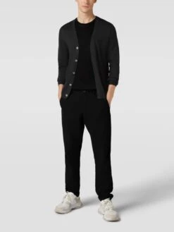 Christian Berg Men Strickjacke Im Slim Fit - Schwarz