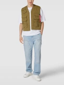 Alpha Industries Weste Mit Label-Details Modell 'MILITARY' - Olivgrün