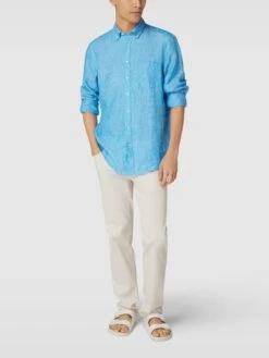 Christian Berg Men Freizeithemd Mit Button-Down-Kragen - Aqua Blau