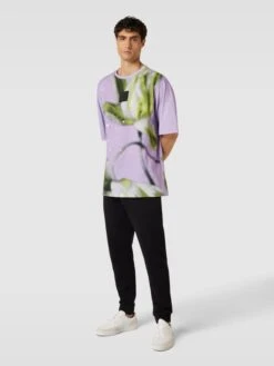 BOSS Green T-Shirt Mit Label-Patch Modell 'Timono Lotus' - Flieder