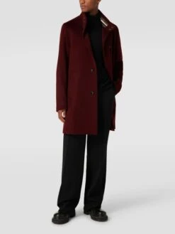 BOSS Slim Fit Wollmantel Mit Eingrifftaschen Modell 'Hyde Standup' - Bordeaux Rot