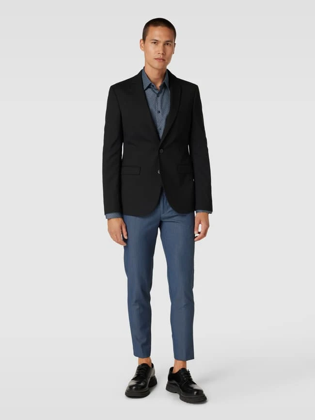 Jake*s Regular Fit Business-Hemd Mit Feinem Allover-Muster - Marineblau 1 Jake*s Regular Fit Business-Hemd Mit Feinem Allover-Muster - Marineblau